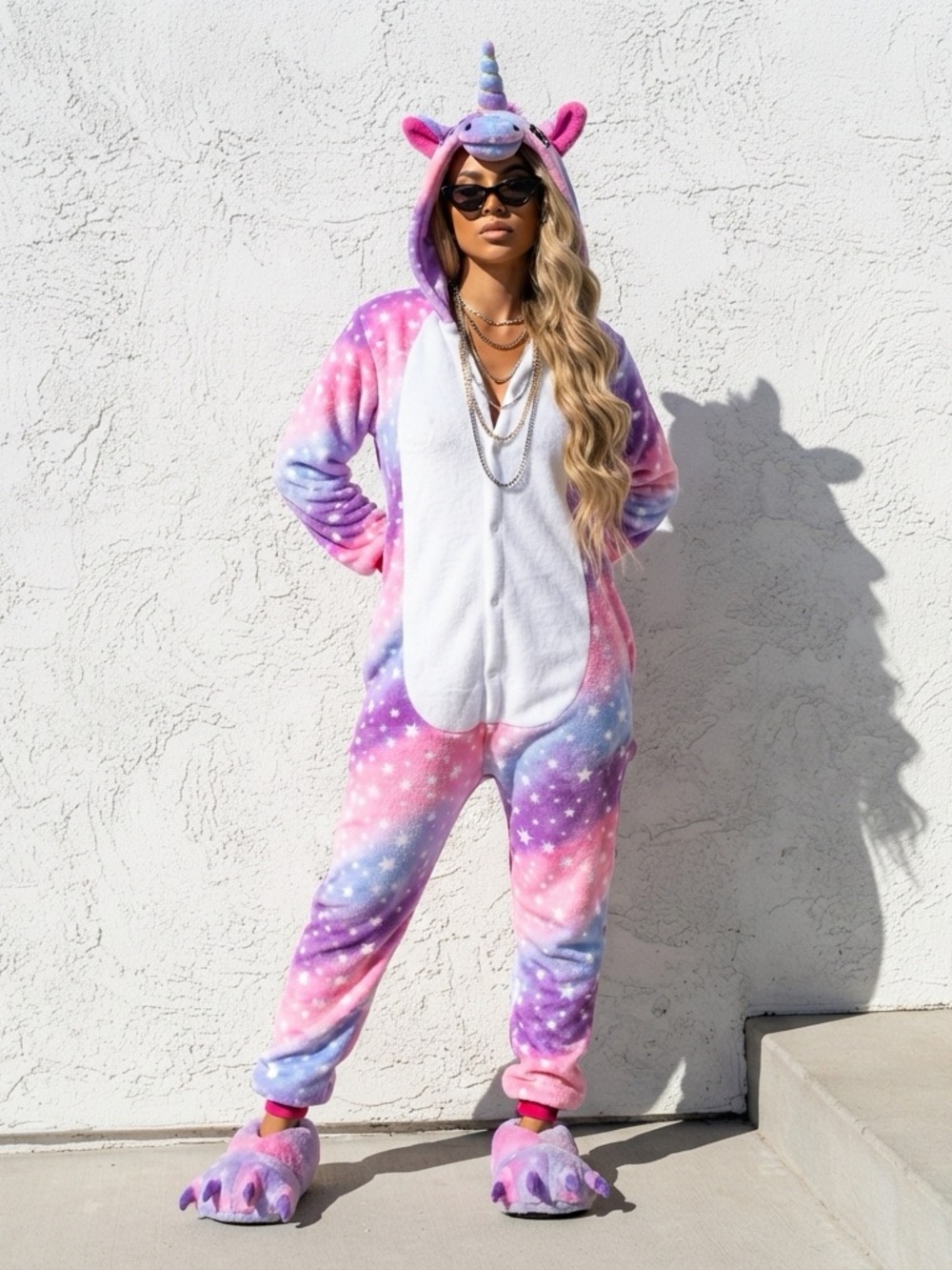 Unicorn Galaxy Kids Onesie Pajamas - Multi Purple & Pink